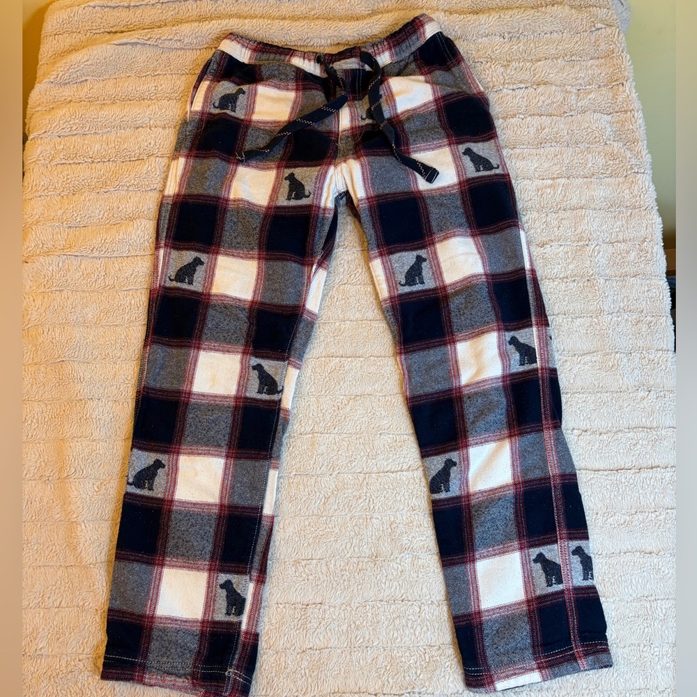 FatFace Men’s Flannel Pajama Pants Size Small – Red Plaid Dog Print